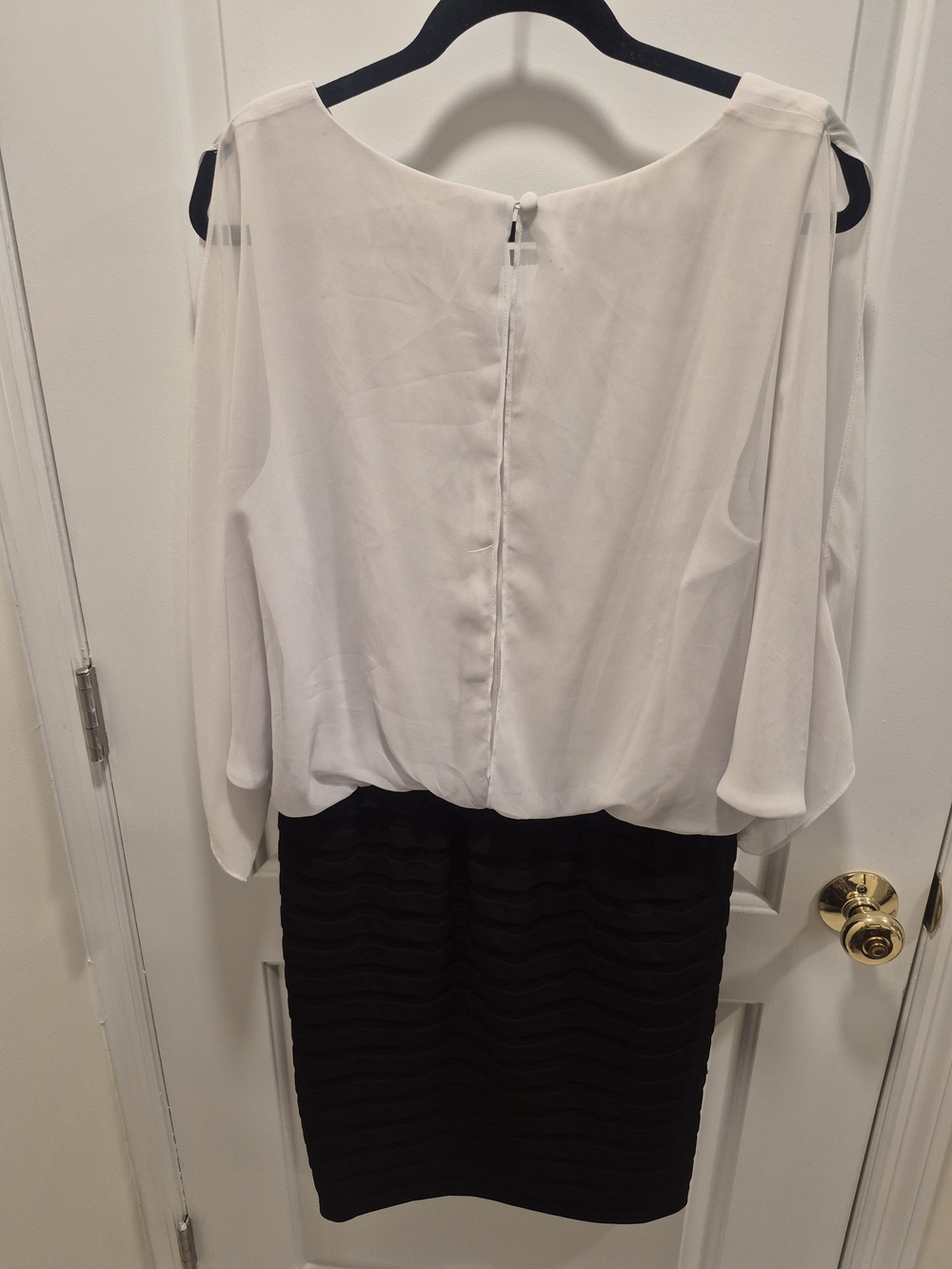 MSK White Blouson Top with Black Textured Midi Skirt - Picture 3 of 4